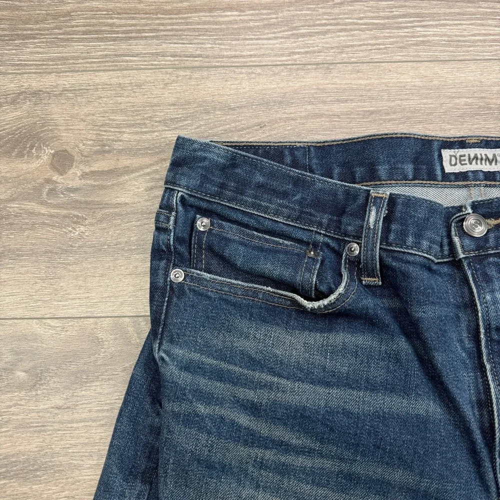 S.M.N. Jeans Mens 36x29 Blue Faded The Finn Tapered Slim USA Made 5 Pocket